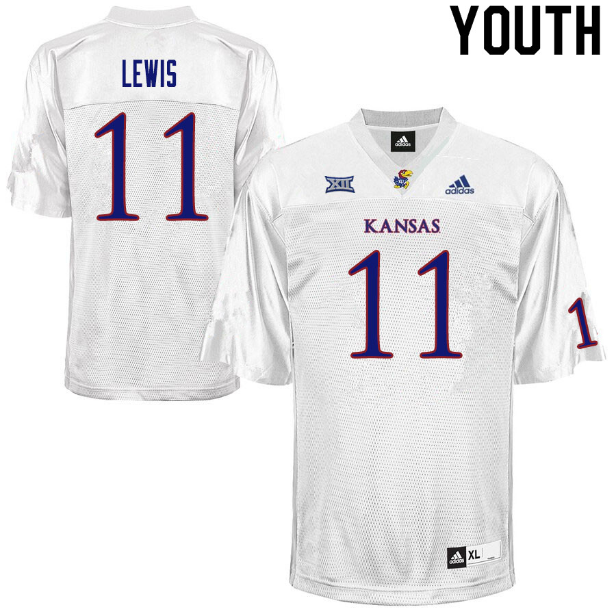 Youth #11 Johnquai Lewis Kansas Jayhawks College Football Jerseys Sale-White - Click Image to Close